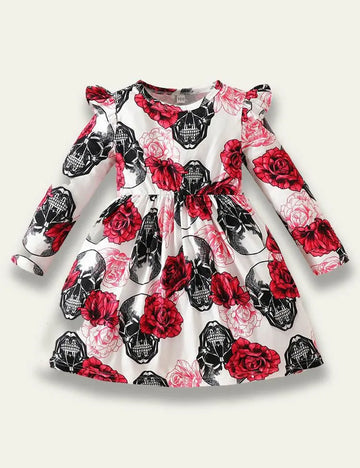 Halloween Skull Print Dress - Mini Berni